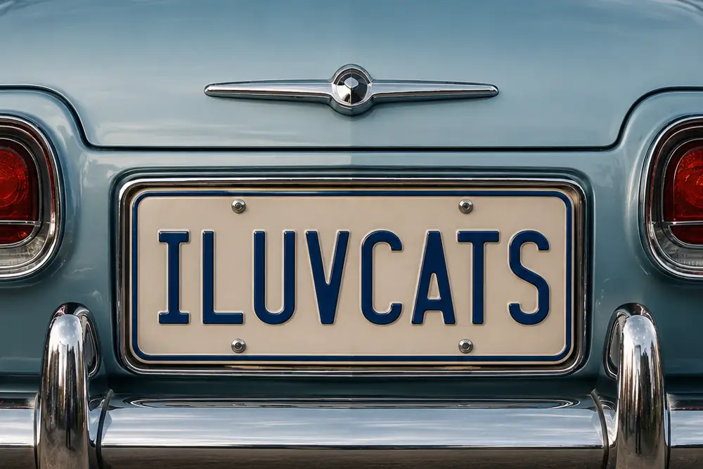 The back of a parked car with its license plate readable.